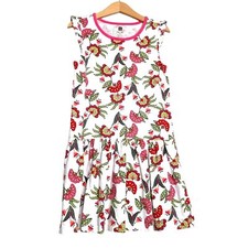 Tea Collection Bangalore Flutter Dress in Milk Floral India Girls Size 6