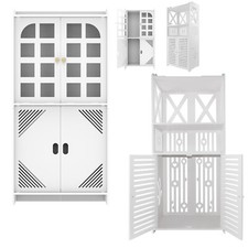 Bathroom Cabinet Shelf Free Standing Floor Storage Cupboard Doors & Shelves