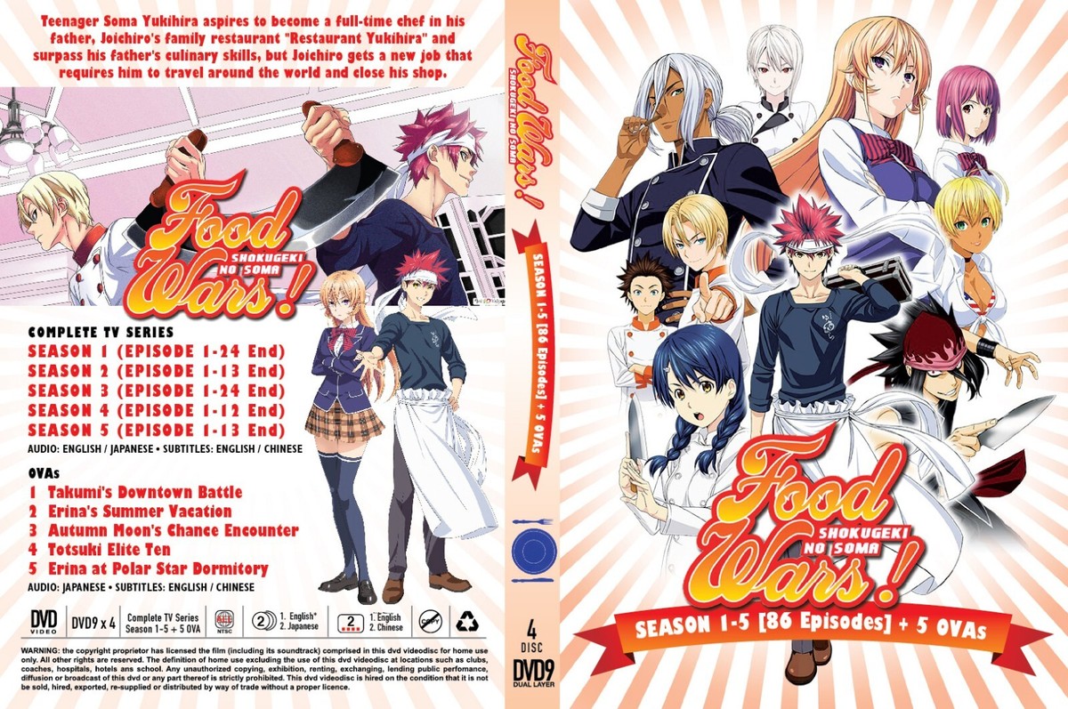 DVD Food Wars! Shokugeki No Soma Season 1-5 (Vol 1-86 End)+ OVA