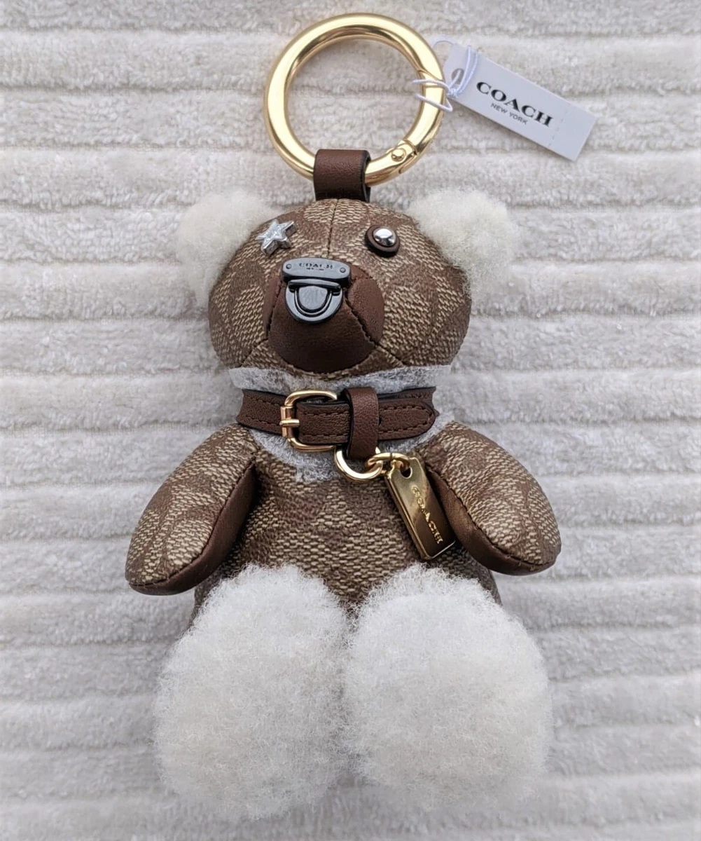 Coach Bear Bag Charm In Signature Canvas 77676 NWT $148