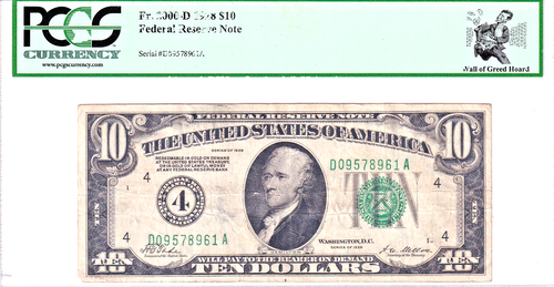 1928 $10 Federal Reserve Note Cleveland PCGS "Wall of Greed Hoard" #D09578961A