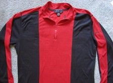 Banana Republic Mens 1/4 Zip Pullover Shirt Size XL Red Black Long Sleeve NICE