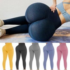 Women Unseamed Leggings High Waist Yoga Pants Push Up Fitness Sport Gym Trousers