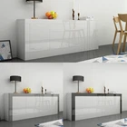 New Large Sideboard Cabinet Chest of Drawers White - High Gloss & Natural Tones
