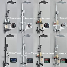 Bathroom Rainfall Shower Faucet Set Exposed Shower System Fixtures Wall Mounted