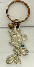 Disney Key Chain Bag Charm Minnie Mouse December Birthstone Silver Tone Metal