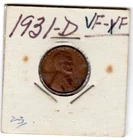 1931-D Lincoln Wheat Penny Cent VF+/XF
