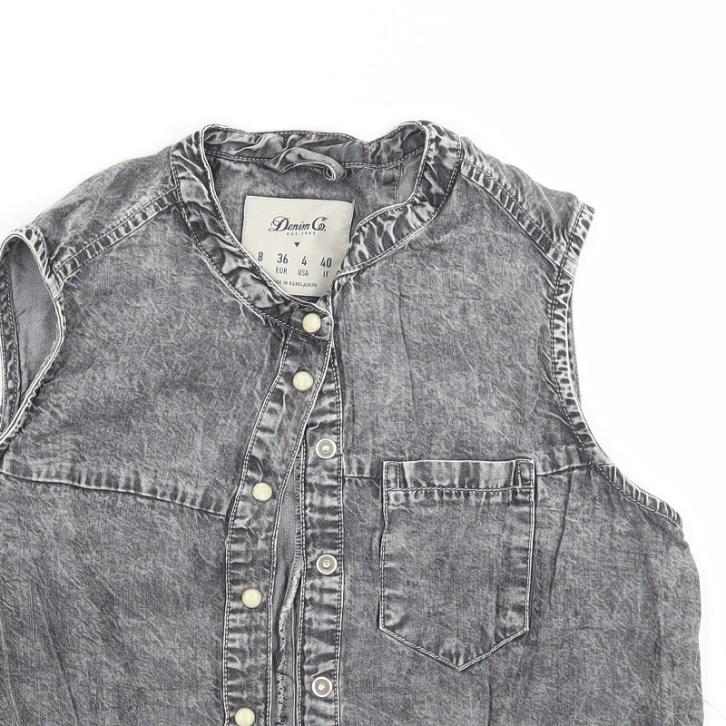 Denim co Womens Grey Polyester Blend Basic Button… - image 5