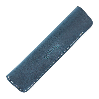 Galen Leather Single Pen Case in Crazy Horse Ocean Blue - NEW in Box