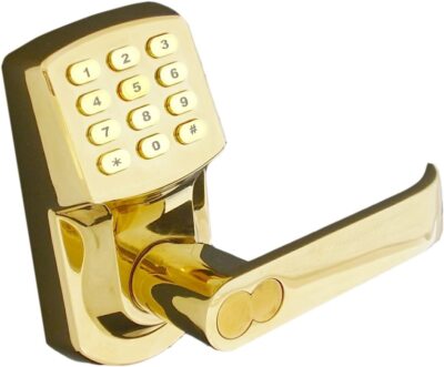 Electronic Keyless Door Lock - Bright Brass (Right Hinged Doors Only) Battery