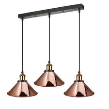 Image of Vintage Industrial Ceiling Pendant Light E27 Fitting 3 Way Hanging Retro Lamp UK