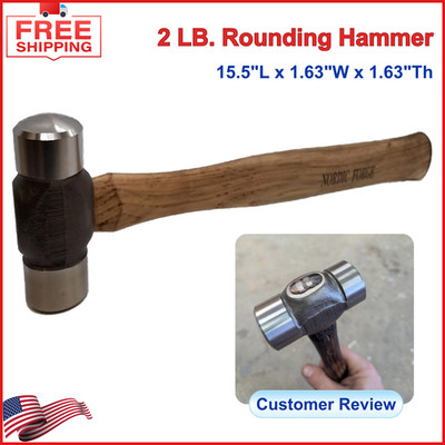Nordic Forge 2 LB. Rounding Hammer, Head 3 1/2'' Long with 15 1/2'' Length Overall