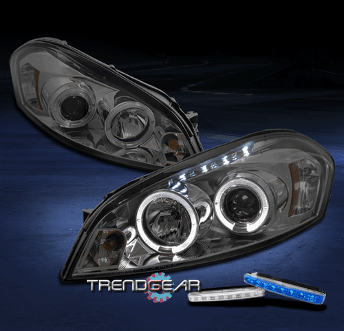 06-15 CHEVY IMPALA HALO LED PROJECTOR HEADLIGHT LAMP SMOKE W/BLUE DRL LEFT+RIGHT