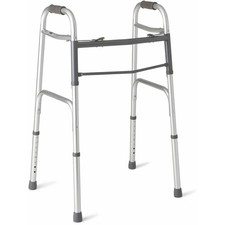 Two-Button Folding Walker with Height Adjustable Legs, 300 lb Weight Capacity