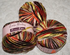 3 Balls, Louise Harding, "Kimono", Multicolor, Nylon, Crochet/Knit Ribbon Yarn
