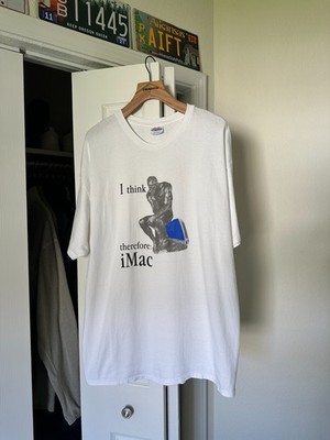 Vintage Apple T Shirt ''I think therefore iMac'' 2000s Hanes XXL Mens