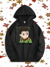 Men's Anime Ninja Hooded Sweatshirt,Japanese Manga Graphic Pullover w/Fleece-Lik
