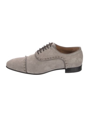 Christian Louboutin Eton Flat Veau Suede Velour Spike Accent 