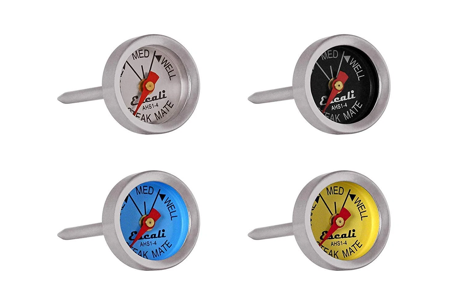 AHS1-4 Easy Read Mini Steak Thermometer Set, Dial Reads Rare, Medium & Well, ...