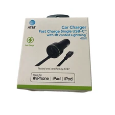 Car Charger Fast Charge DOUBLE USB-C 3ft cord ipad iphone USB-C 40W BRAND NEW