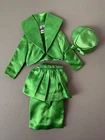Vintage Barbie Doll Theater Date #959 Green Satin Skirt Jacket Hat ONLY ~ TLC