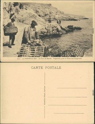 CPA Plogoff Fischer mit Körben am Pointe du Raz (Kap) 1918