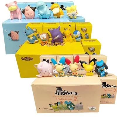 6pcs Pokemon Figure Set Sylveon Mew Fuecoco Plusle Minun Desktop Gift Box Set 3D