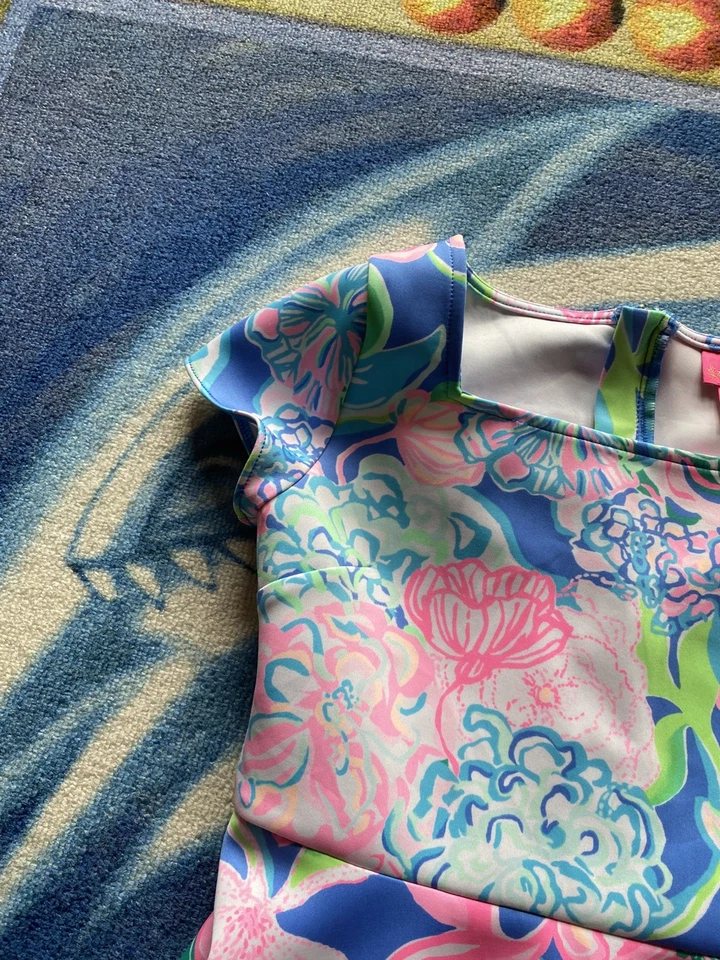 Nuevo sin etiquetas Vestido Lilly Pulitzer Arya Peonía para tus Pensamientos Niña’s 12 Exterior Boda Foto 3 de 4