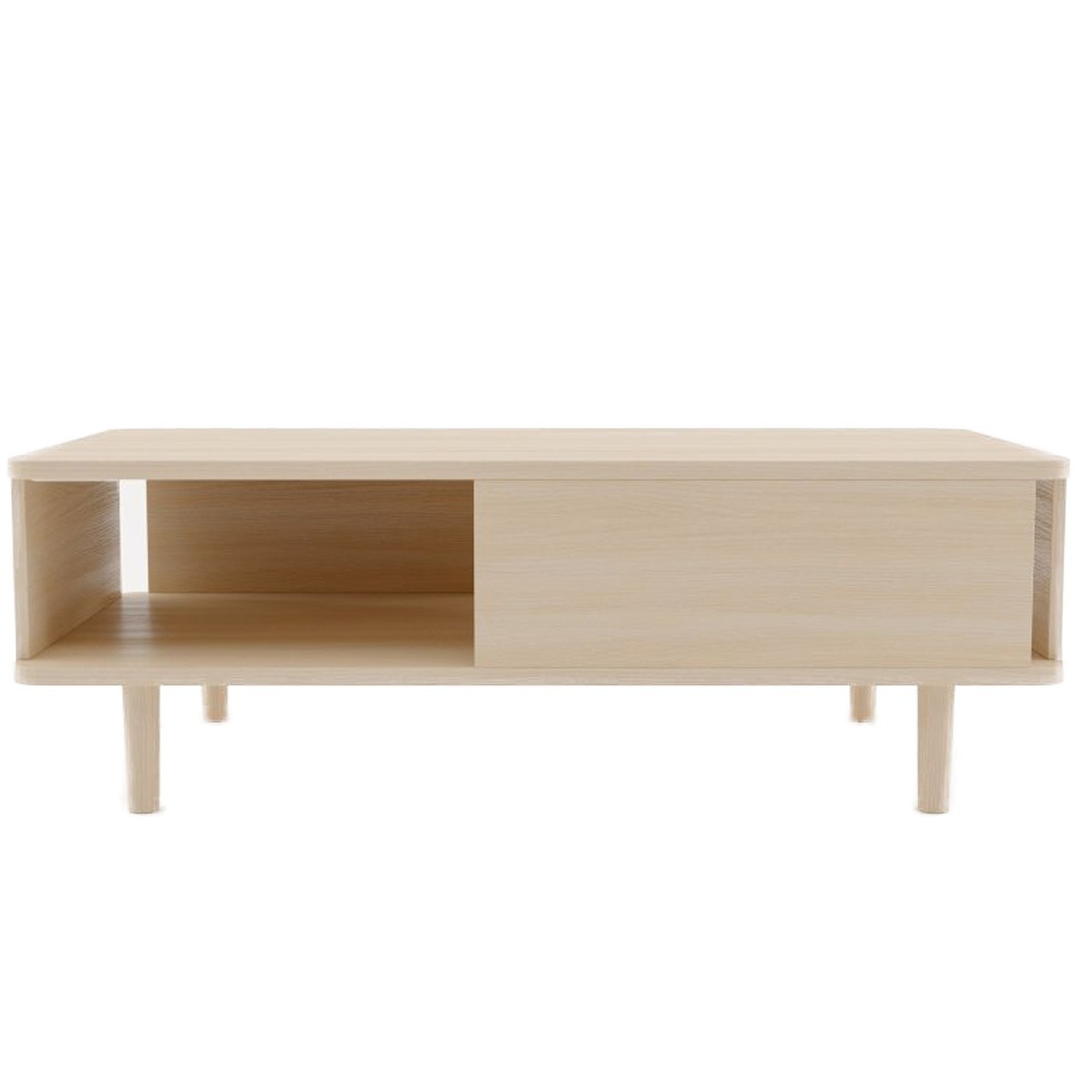 Table basse design Hillen 125cm bois naturel rectangulaire de salon