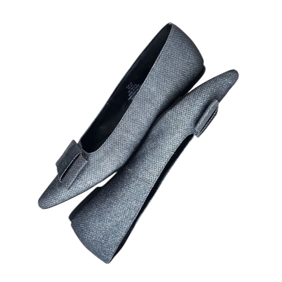 Paquete Lote De 2 Pisos H&M Brillo Ballet Talla 40 EE. UU. 9.5 Arco Plateado Dorado Abierto. Foto 2 de 4