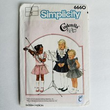 Vintage 80s Simplicity Cinderella Pattern 6660 Girls Dress Size 3 Ruffled CUT