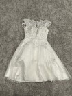 JJ's House Ivory A-line V-Neck Knee-Length Tulle Lace Wedding Dress Size 4 — photo 2