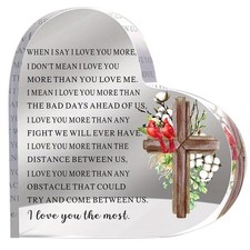4"X4" Acrylic Heart Sympathy Memorial Gift "I LOVE YOU MORE" Bereavement Gift
