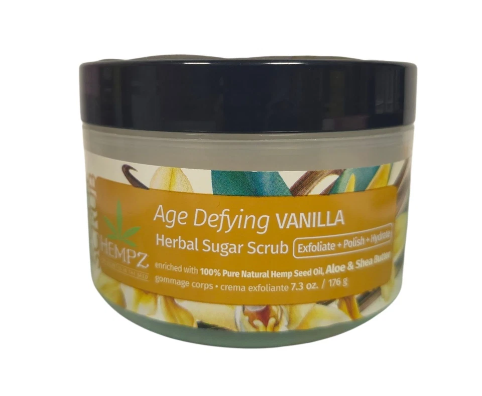 2X Hempz Herbal Sugar BODY SCRUB Age Defying VANILLA Exfoliate Polish Hydrate - Image 3 of 4