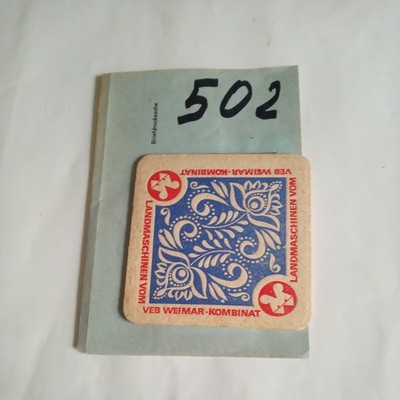 Agricultural machinery from VEB Weimar combination, GDR beer mat No. 502