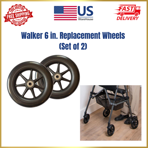 Walker Rims Walker 6 in. Replacement Wheels Smooth Rolling High Quality Rubber, Set ...