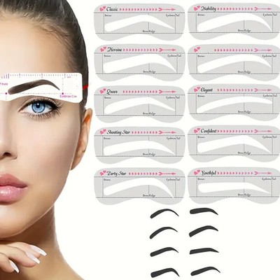 10x Augenbrauenschablonen Former Pflegeset Brow Makeup Schablone Werkzeug wiederverwendbar