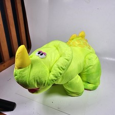 VTG 1992 Fisher Price Puffalump Dino Roar Yellow Triceratops Dinosaur Plush WORK