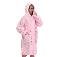 Girls Hooded Towel Robe, Soft Microfiber Quick-Dry Bathrobe