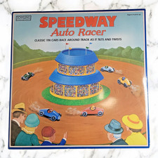 NEW SCHYLLING TIN SPEEDWAY AUTO RACER CLASSIC TIN CARS RACE AROUND TRACK & TILTS