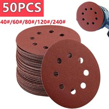 50PCS 125mm- 5" Sanding Discs 40 60 80 120 240 Mixed Grit Orbital Sander 8 Holes