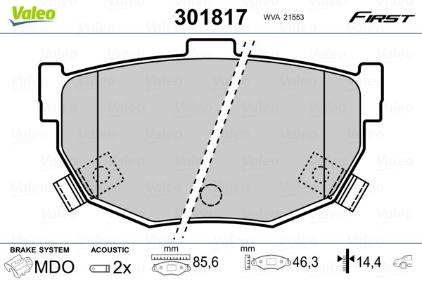 Plaquettes de frein Valeo 301817 frein à disque avant pour auto