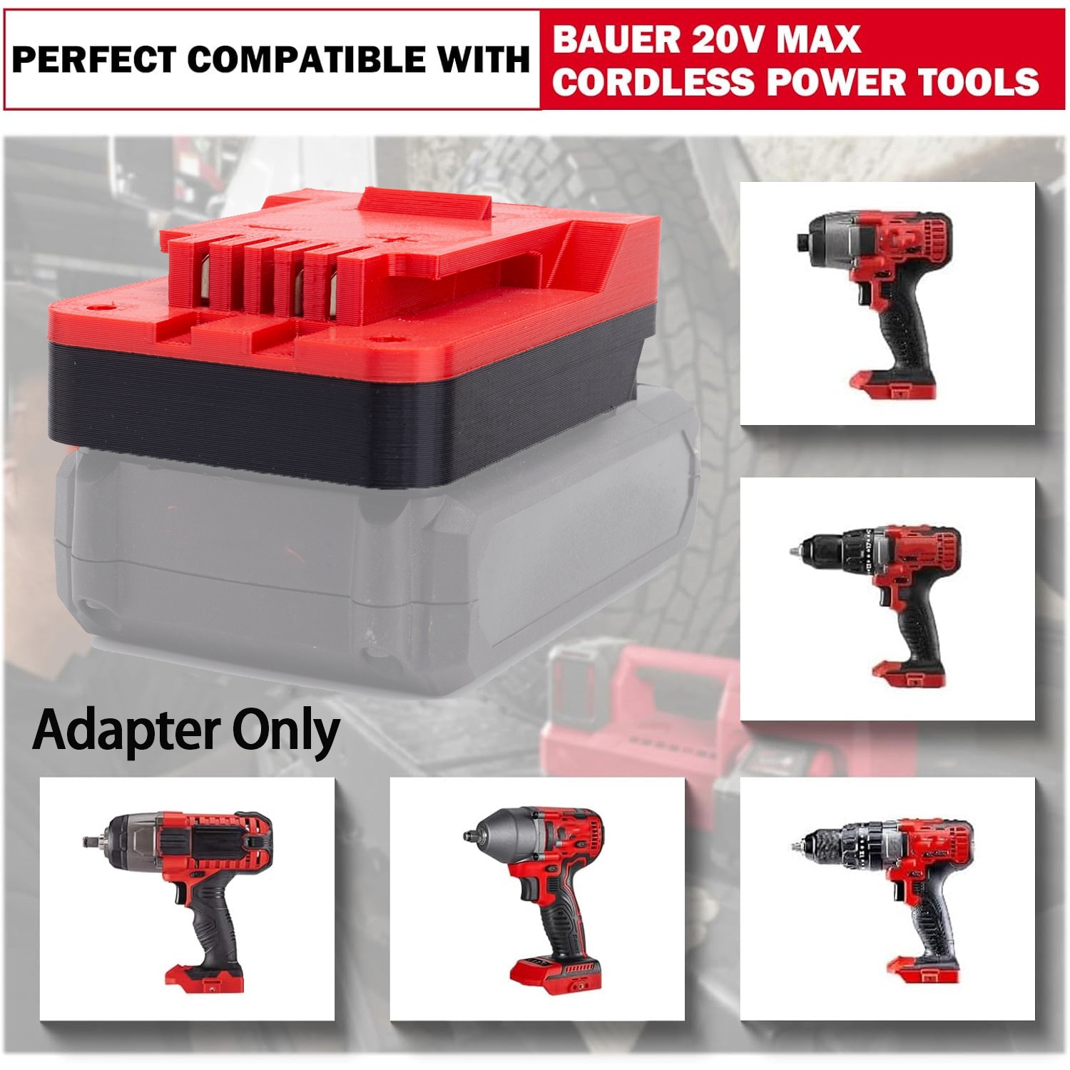 Adapter Suitable For Hyper Tough 20V Li-Ion Battery To Fits For Bauer 20V Tools