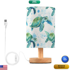 Boenle Bedside Lamp Sea Turtles Teal Table Lamp For Bedroom Led Nightstand Lamp