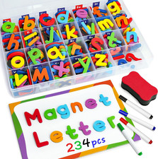 Magnetic Letters 234 Pcs, Uppercase Lowercase Foam Alphabet ABC Fridge Magnets,