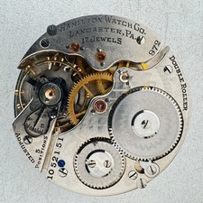 Antique 16s 1913 Hamilton Double Sunk Mechanical Pocket Watch Movement 972 USA
