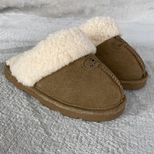 Bearpaw Slipper Shoes Youth Size 13 Brown Suede Shearling Lined Clog Mules NEW
