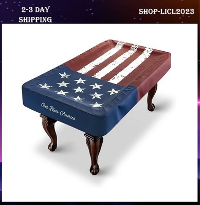 Faux Leather Billiard Pool Table Cover 8ft USA Flag Waterproof Felt Protection