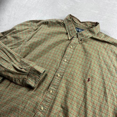 Ralph Lauren Mens 3XLT Tall Green Plaid Classic Fit Button Down Shirt Pony Logo