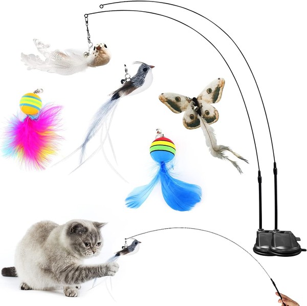Interaktives Katzenspielzeug Intelligenz Katzenangel Stabil Mit Federn-image